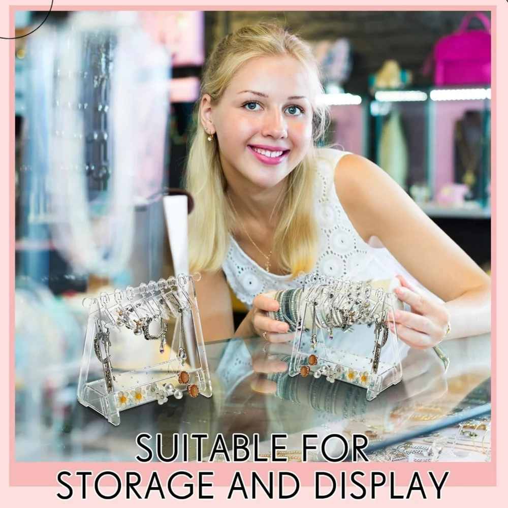 Transparent Earrings, 8 Hangers & Bottom Display